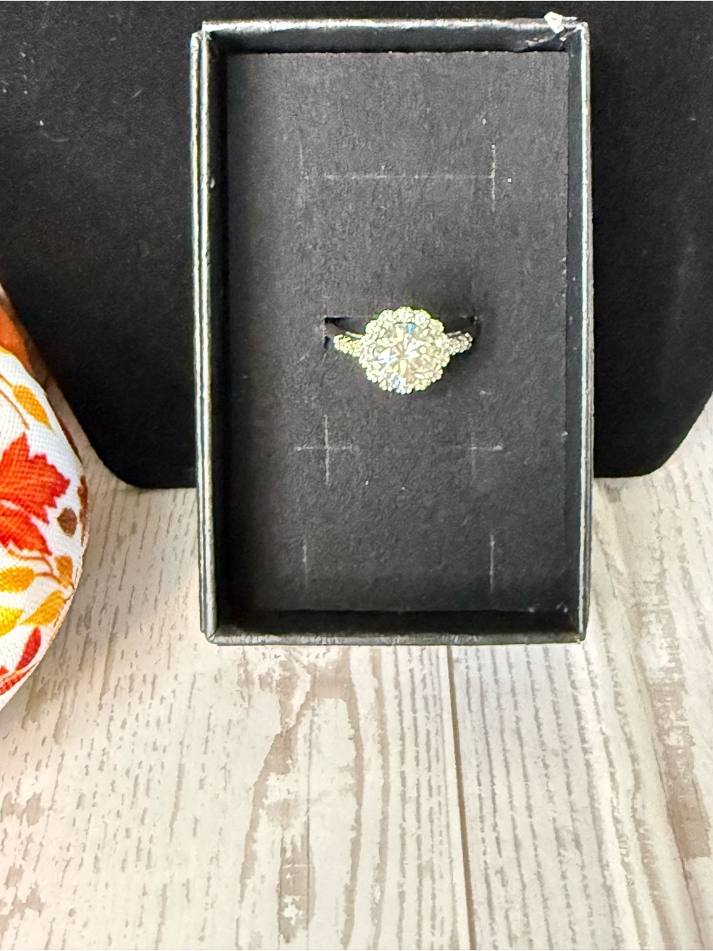 Blossom Halo Silver-Tone Green Crystal Ring